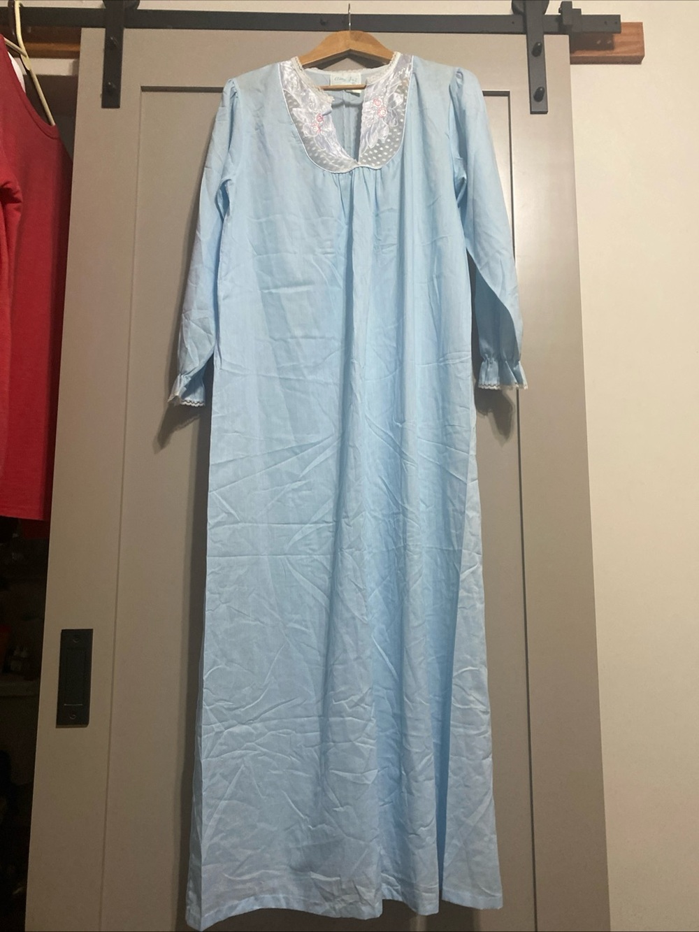 Vtg 80’s Amy Sue by JCpenney Light Blue Long Nightgown with Lace Trim